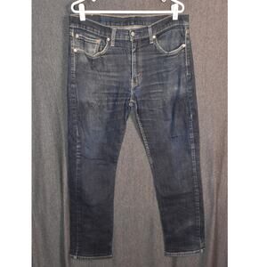 Levi's Men's 34x30 514 Distressed Denim Jeans Dark Wash Straight Leg